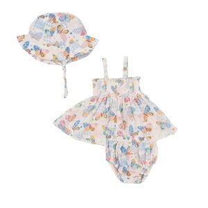 NWT Butterfly Patch Smocked Muslim Top & Bloomer Set